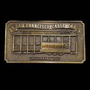 Vintage 1976 Bergamot Brass Works San Francisco Cable Car Belt Buckle USA Made